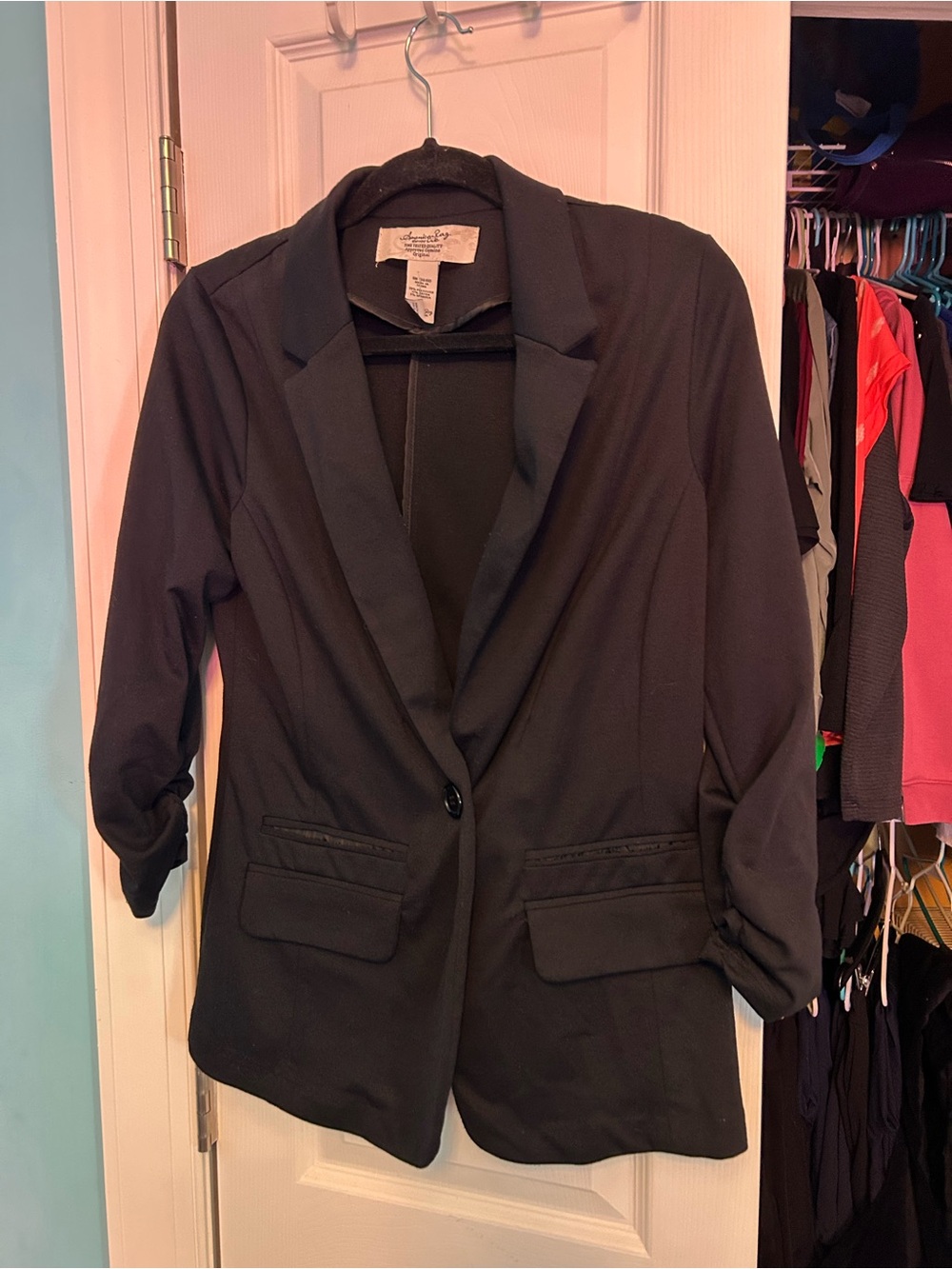 American Rag Women's Black Single-Button Blazer with Notch Lapel